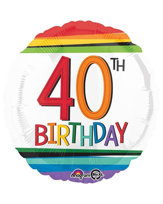 40th Birthday Rainbow Balloon - 18" Foil