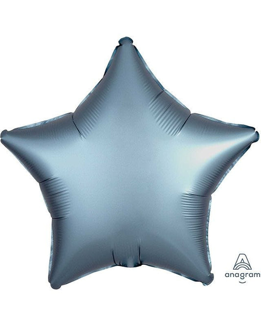 Steel Blue Satin Luxe Star Foil Balloon - 18" Unpackaged