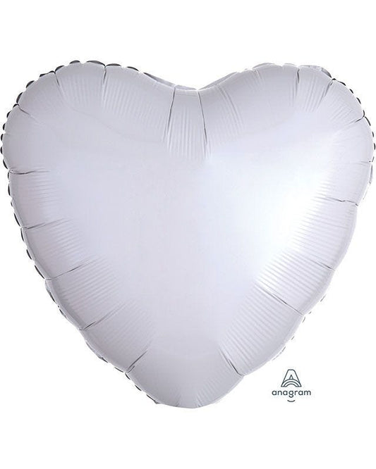 Metallic White Heart Foil Balloon - 18'' Foil - Unpackaged
