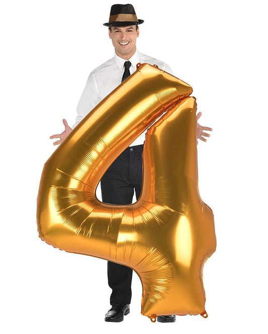 Gold Number 4 Balloon - 53" Foil