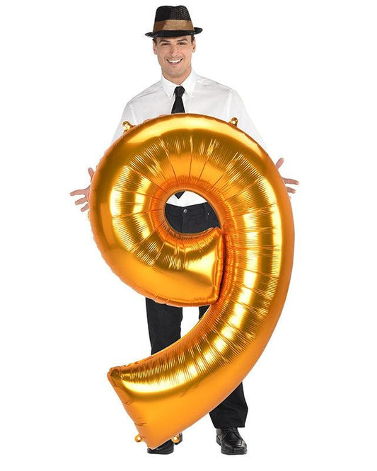 Gold Number 9 Balloon - 53" Foil