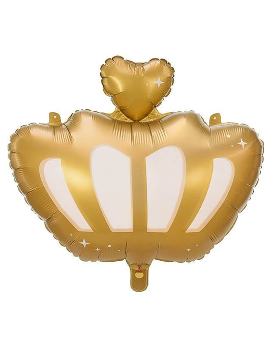White & Gold Crown Shape Balloon - 20" Foil