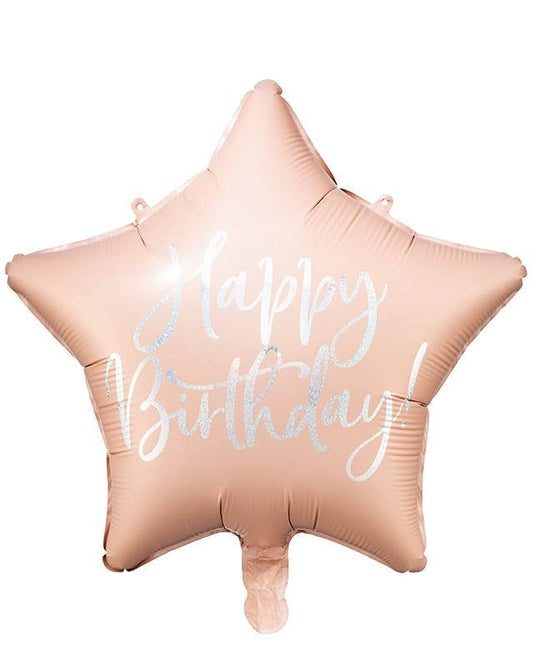 Happy Birthday Baby Pink Star Balloon - 18" Foil