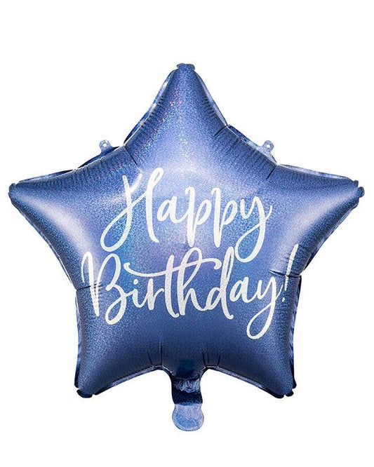 Happy Birthday Navy Star Balloon - 18" Foil