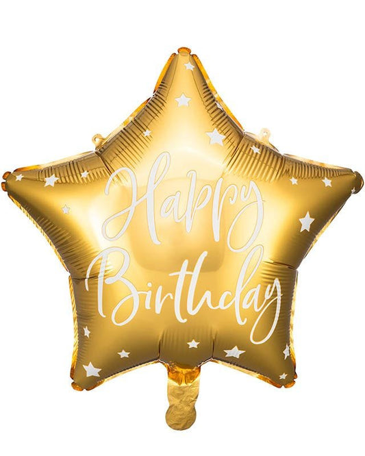Happy Birthday Gold Star Balloon - 18" Foil