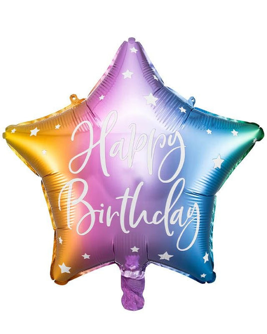 Happy Birthday Ombre Star Balloon - 18" Foil