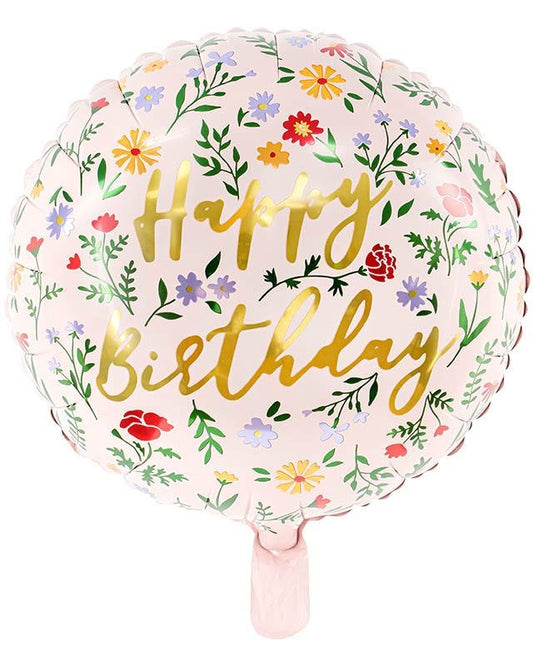 Floral Happy Birthday Balloon - 18" Foil