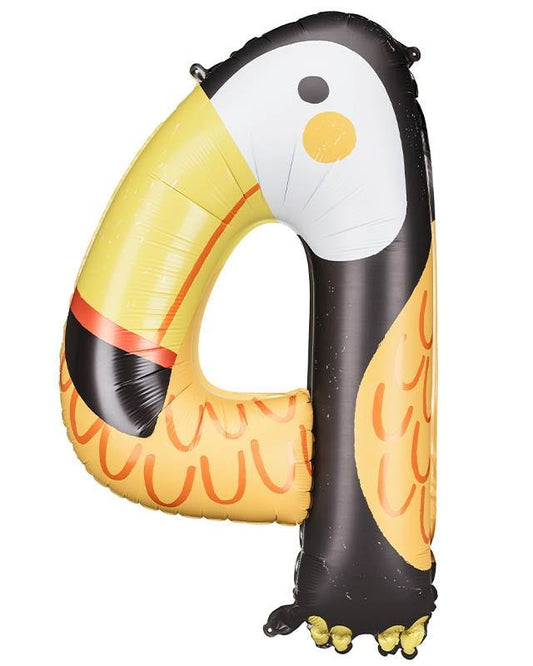 Toucan Number 4 Balloon - 34" Foil