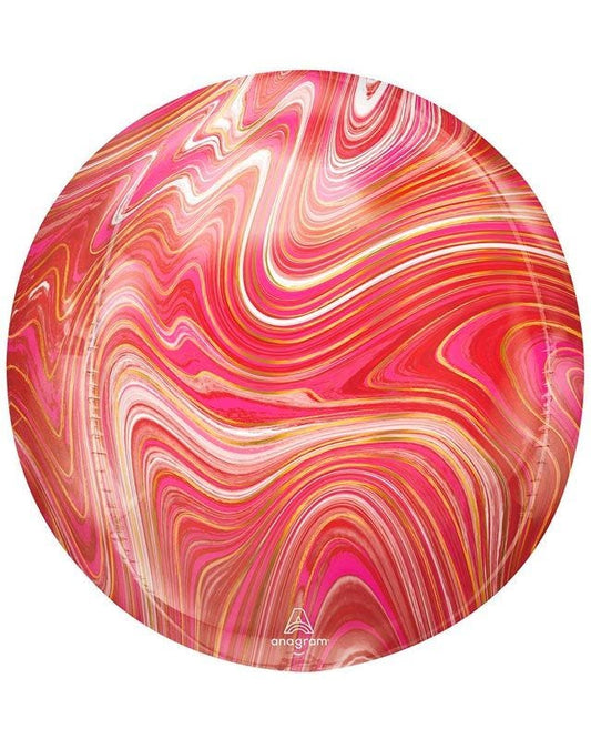 Red & Pink Marble Orbz Foil Balloon (Unpackaged)