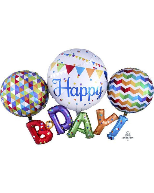 Happy Birthday Multi Foil Balloons - 56" x 36"