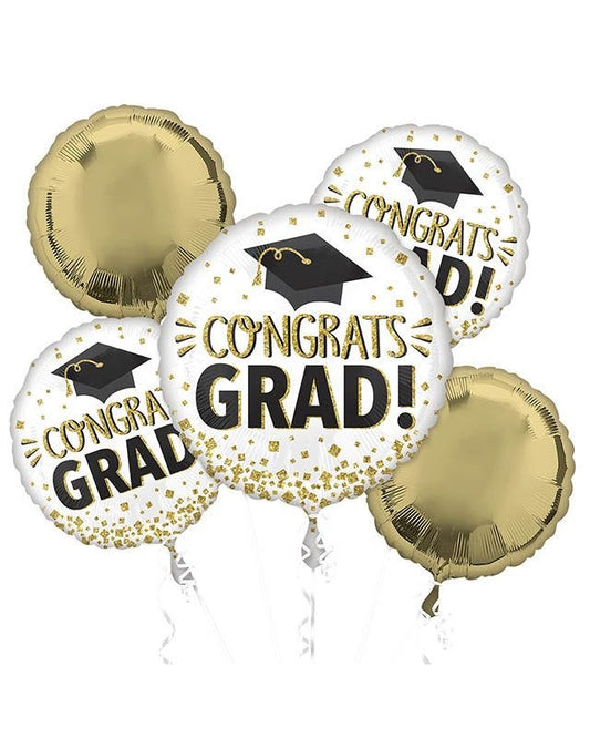 Congrats Grad Gold Foil Balloon Bouquet (5pcs)