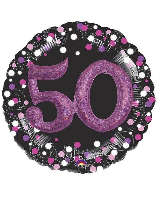 Pink 50th Birthday 3D Balloon - 18" Foil