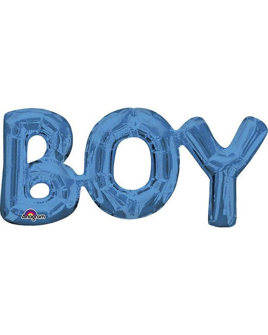 Blue 'BOY' Phrase Foil Balloon - 20" x 9"