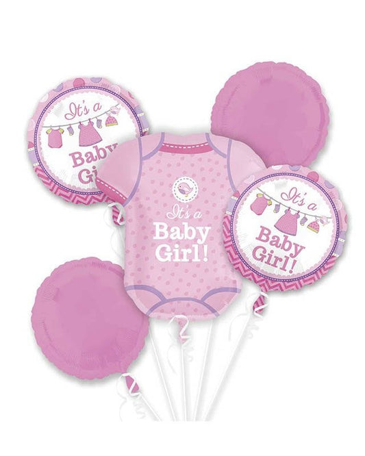 Shower with Love Baby Girl Foil Balloon Bouquet (5pcs)