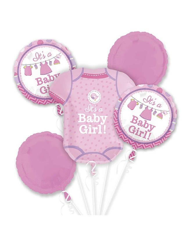 Shower with Love Baby Girl Foil Balloon Bouquet (5pcs)