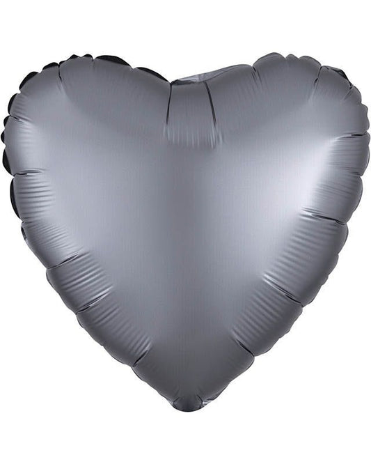 Satin Luxe Graphite Heart Balloon - 18" Foil (Unpackaged)