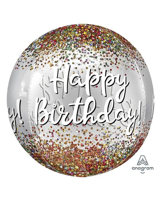 Happy Birthday Sequins Orbz Balloon - 16"