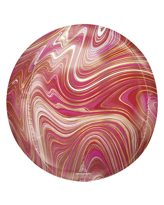 Red & Pink Marbled Orbz Balloon - 16"