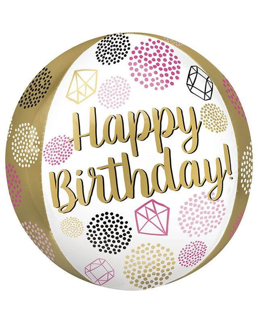 Happy Birthday Gems Orbz Balloon - 16"