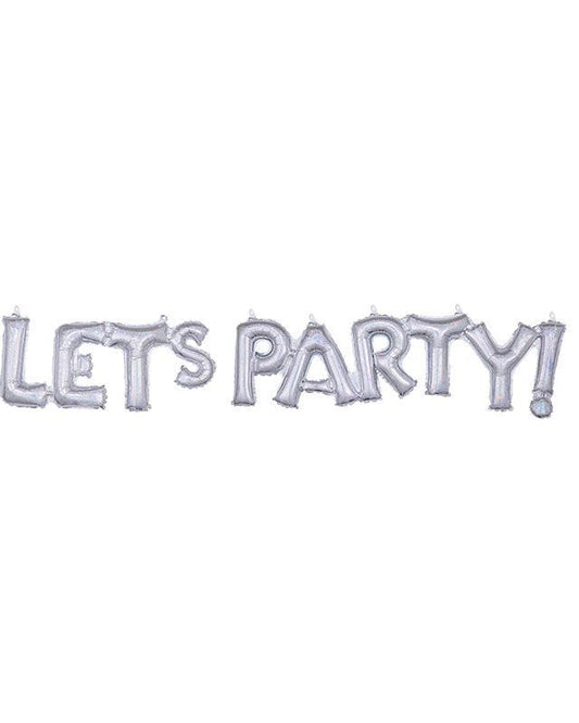 Let's Party Silver Holographic Phrase Balloon - 21" x 33" Foil