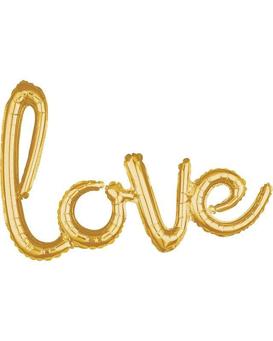 Love Gold Script Phrase Foil Balloon