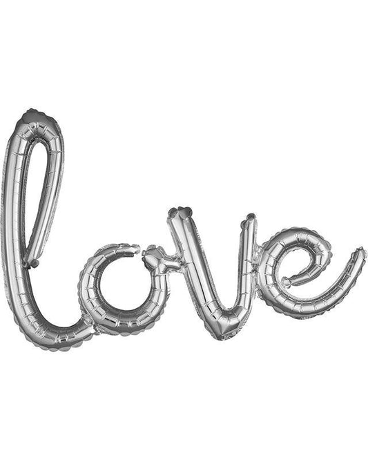 Love Silver Script Phrase Foil Balloon