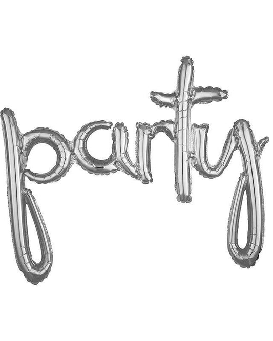 Party Silver Script Phrase Foil Balloon