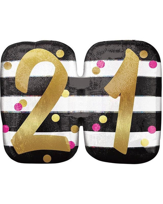Pink & Gold 21st Birthday Supershape - 25" x 22" Foil
