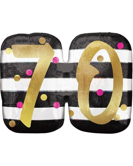 Pink & Gold 70th Birthday Supershape - 25" x 22" Foil