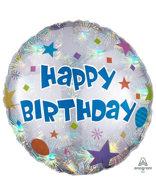 Happy Birthday Blue ConfettiI Balloon - 18" Foil