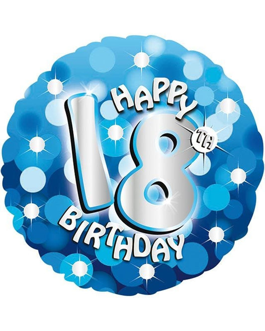 Blue Sparkle 'Happy 18th Birthday' Balloon - 18" Foil