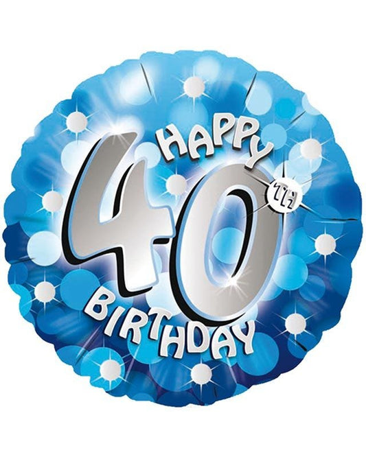 Blue Sparkle 'Happy 40th Birthday' Balloon - 18" Foil