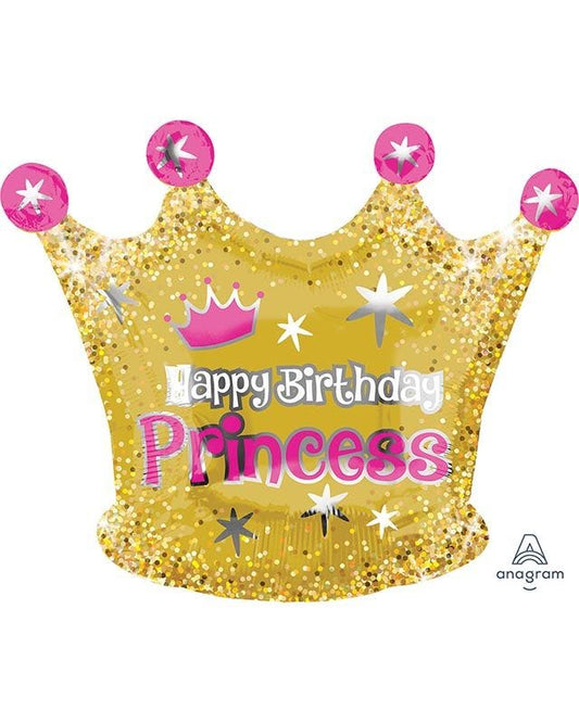 Happy Birthday Princess Gold Crown Balloon - 20" Foil