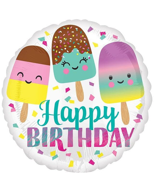 Happy Ice Cream Birthday Balloon - 18" Foil