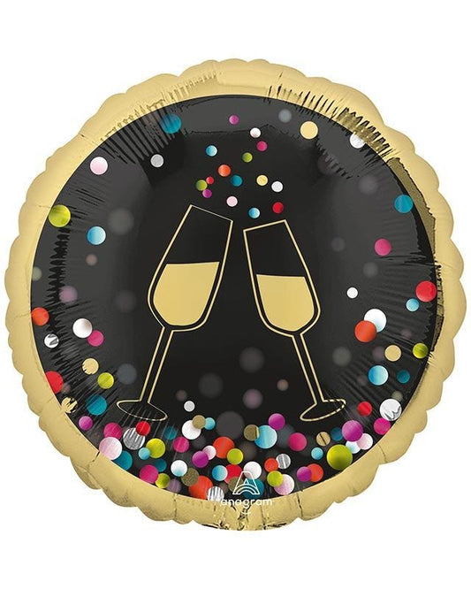 CHEERS Confetti Double Sided Balloon - 18" Foil