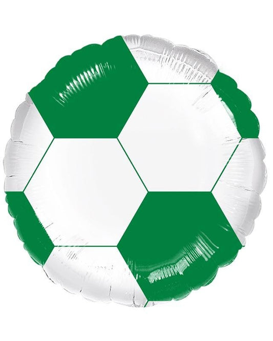 Green & White Football Foil Balloon - 17"