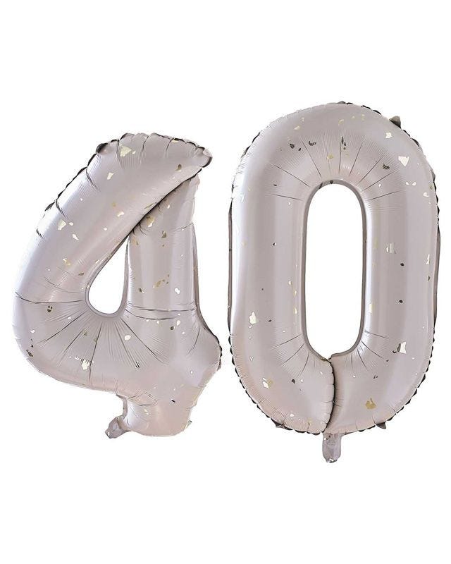 40 Gold Speckle Number Balloons - 26" Foil