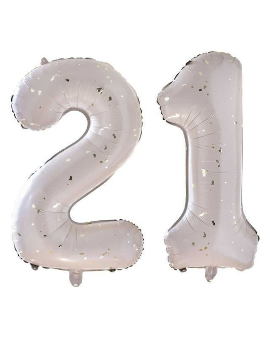 21 Gold Speckle Number Balloons - 26" Foil