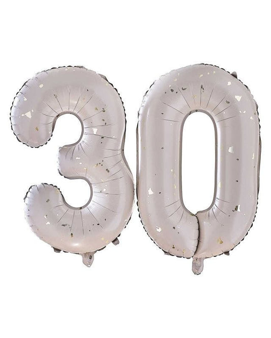30 Gold Speckle Number Balloons - 26" Foil