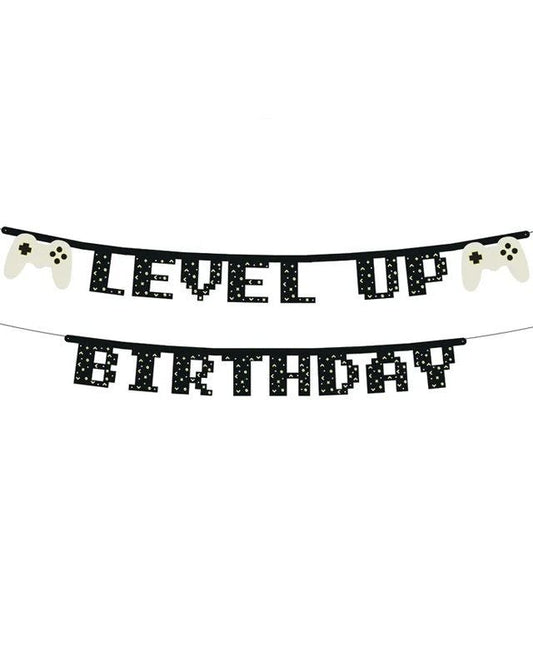 Gaming Party Level Up Letter Birthday Banner - 2.5m