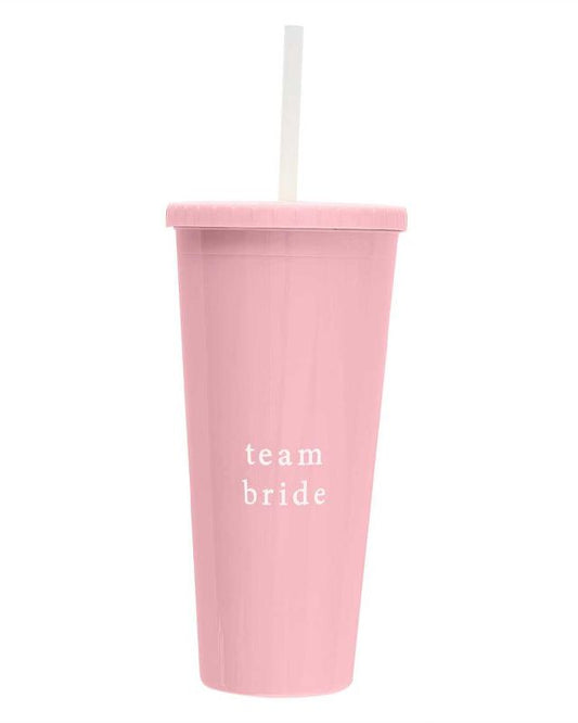 Pink Reusable 'Team Bride' Hen Party Cup with Straw - 700ml