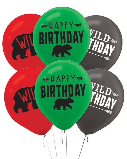 Little Lumberjack Birthday Balloons - 12" Latex (6pk)