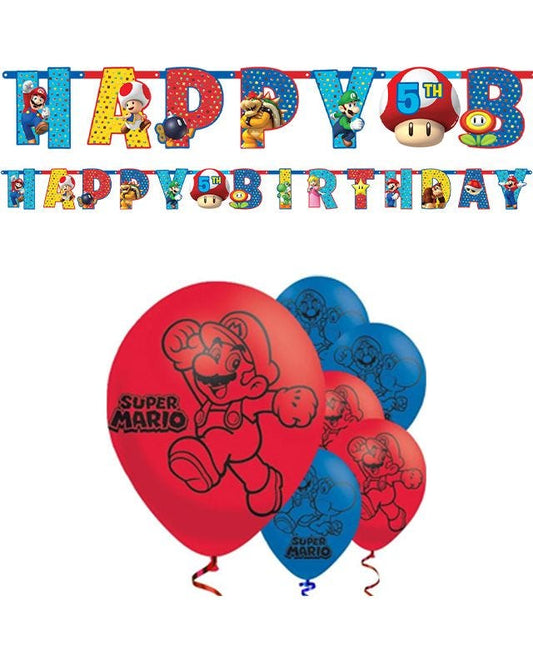Super Mario Birthday Banner & Balloons Kit