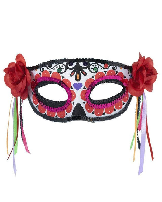 Day of the Dead Masquerade Mask with Ribbons