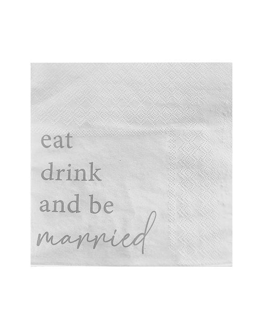 White 'Eat, Drink and Be Married' Paper Napkins - 33cm (16pk)