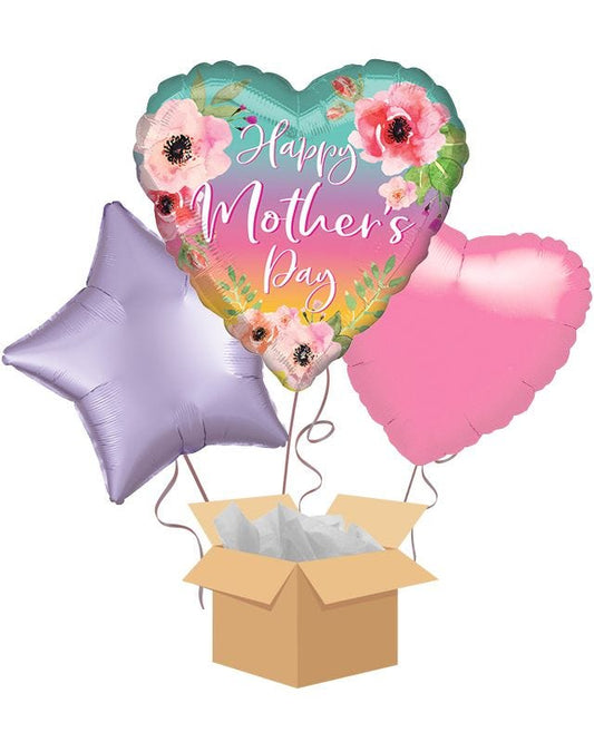 Ombre Flowers Mother's Day Balloon Bouquet - Delivered Inflated