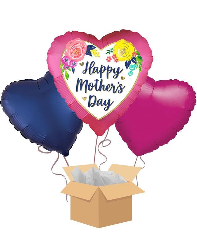 Pink Watercolour Mother's Day Balloon Bouquet - Delivered Inflated