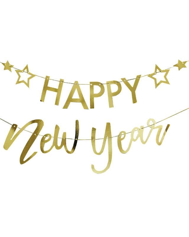 Gold Foil Happy New Year Paper Banner - 1.5m