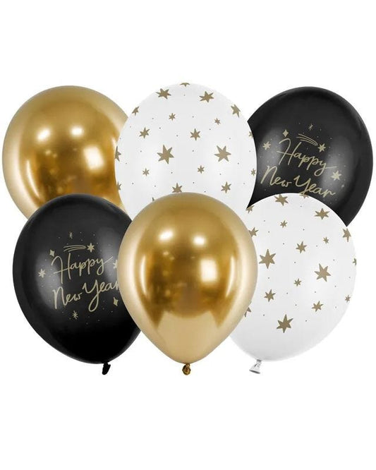 Happy New Year Mix Latex Balloons - 11" (6pk)