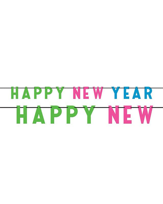 Happy New Year Colourful Letter Banner - 2.74cm